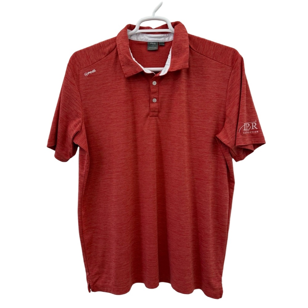 Ping Shirt Mens XL Reddish Orange Polo Golf Short Sleeve Corp Logo‎